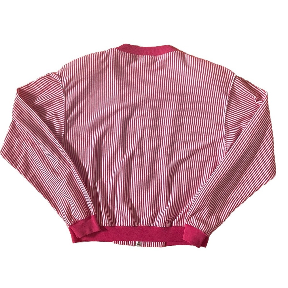 Vintage 80's Women Pink Fuchsia And White Striped Jacket Women's Size Small Zip - Picture 5 of 5